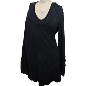 Zooey Supima Cotton‎ Hoodie Tunic Large Black Made in USA Long Sleeve Dress
